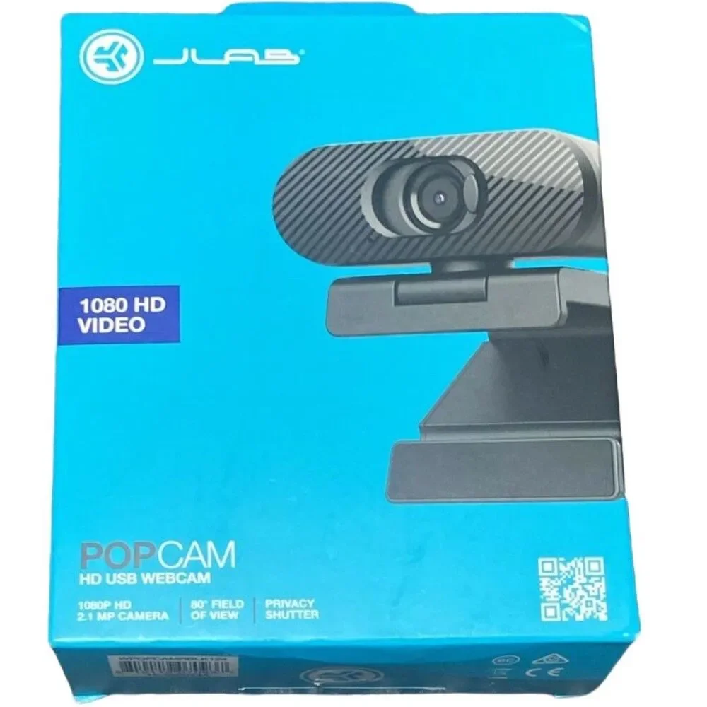 JLab GO POP USB Webcam 1080p HD Video Camera Black Brand New Sealed Ship USA